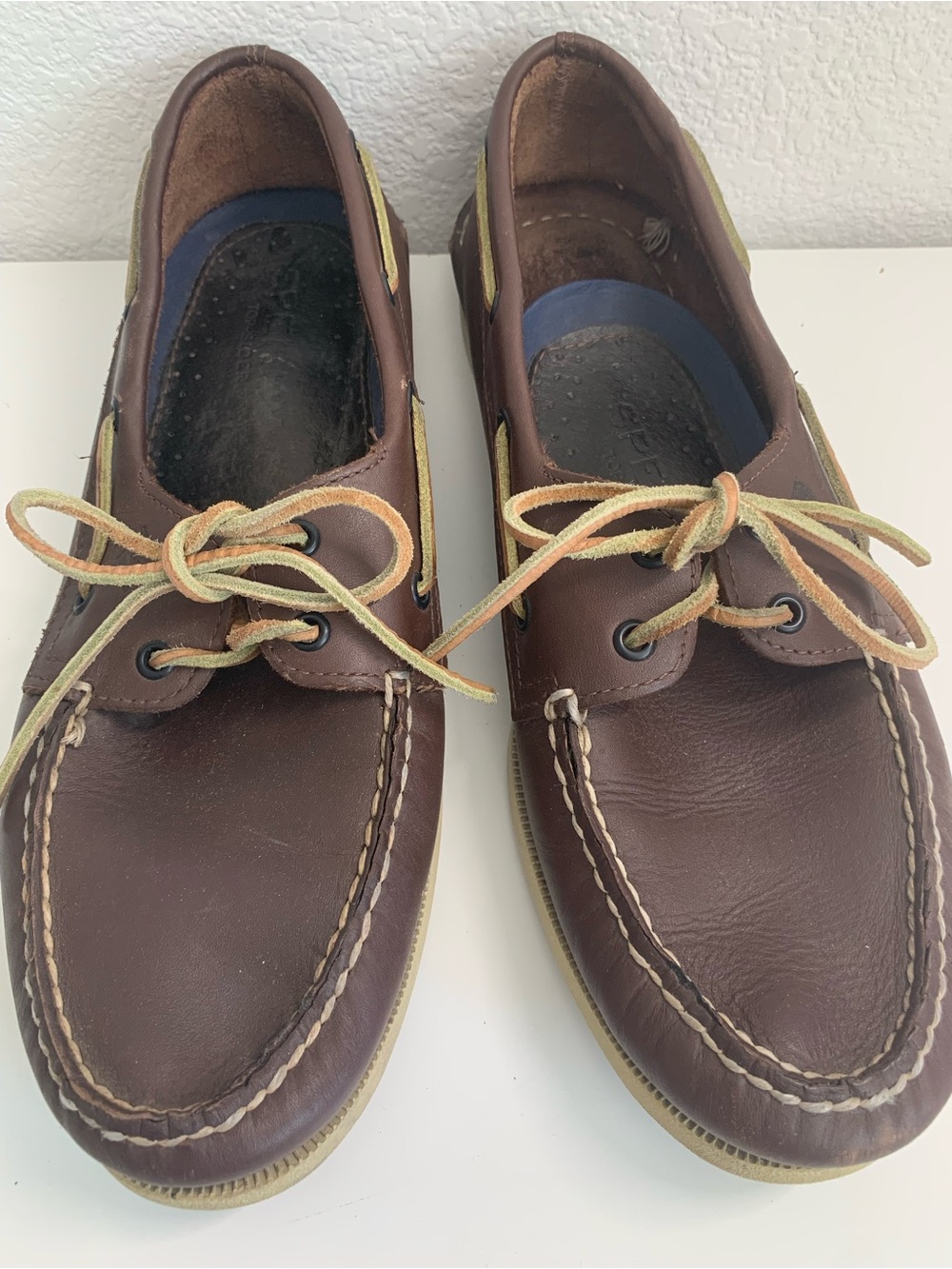 Sperry Men's Chocolate Brown Leather Boat Shoes with Tan Laces